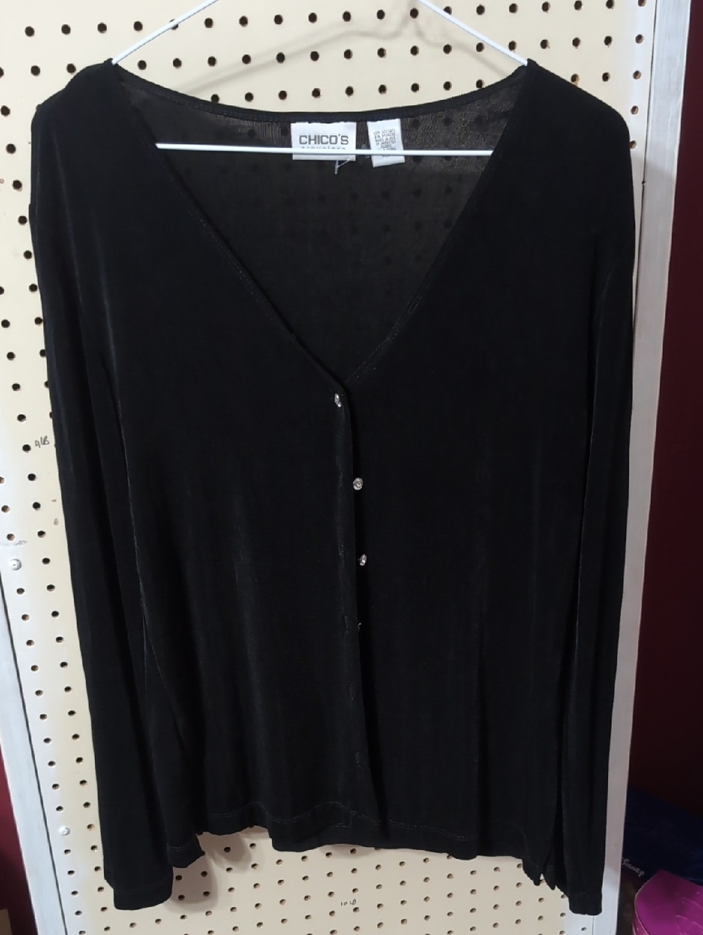 Chico's Black Long Sleeve V-Neck Button Cardigan With Short Sleeve Set